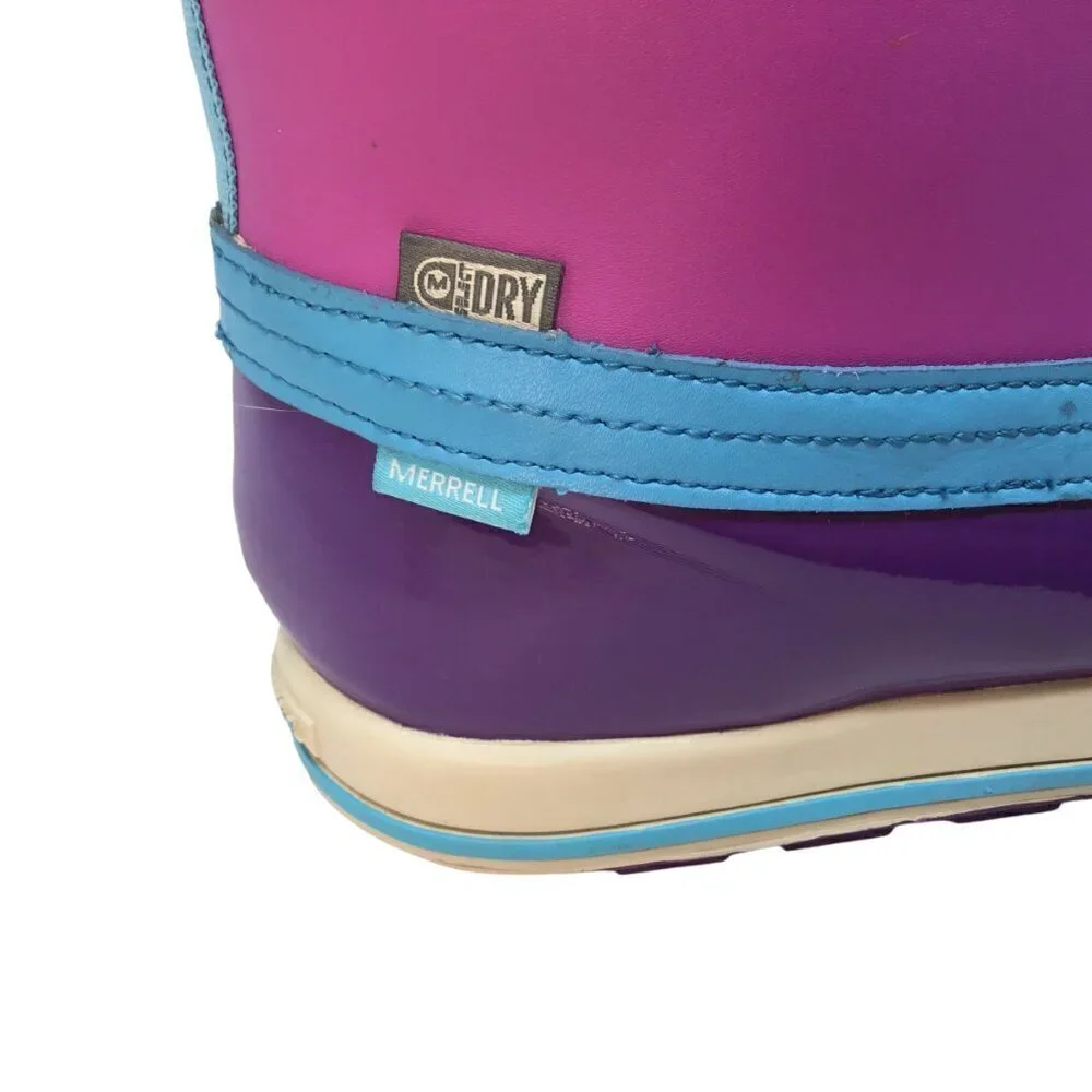 Merrell Spruzzi Boots Waterproof Winter Kids Girls Snow 6M Purple Blue Furry
